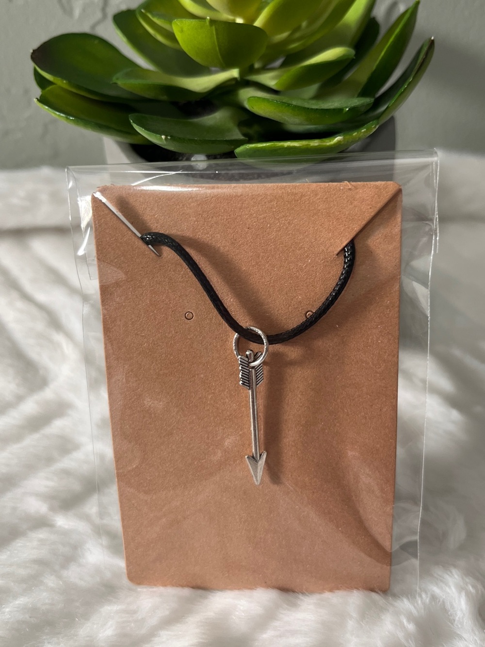Silver Arrow pendant cord necklace men’s women’s gift
